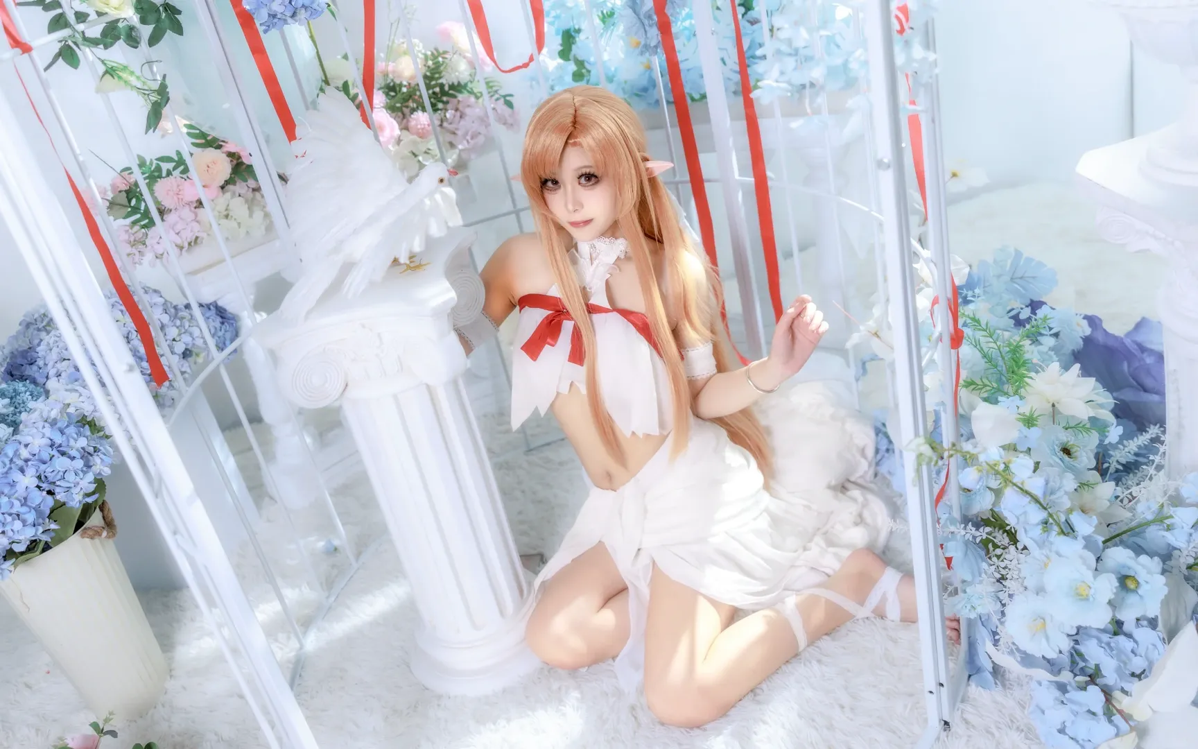 【亞絲娜cos】刀劍神域的籠中精靈，白裙紅緞的夢幻時刻 - 第 8 張