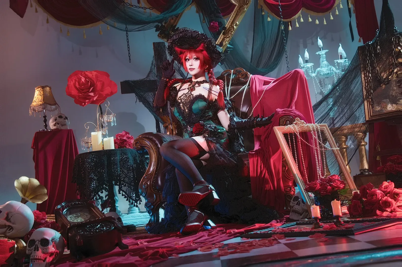 【火焰猫燐cos】东方project黑红哥特风的暗黑视觉呈现