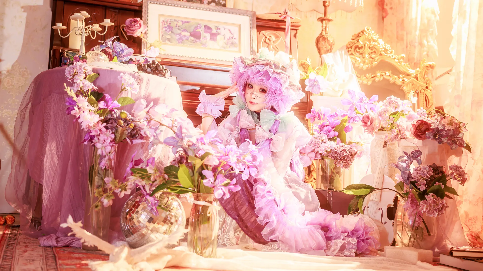 【帕秋莉cos】东方Project梦幻紫藤花下的静谧时光 - 第 4 张