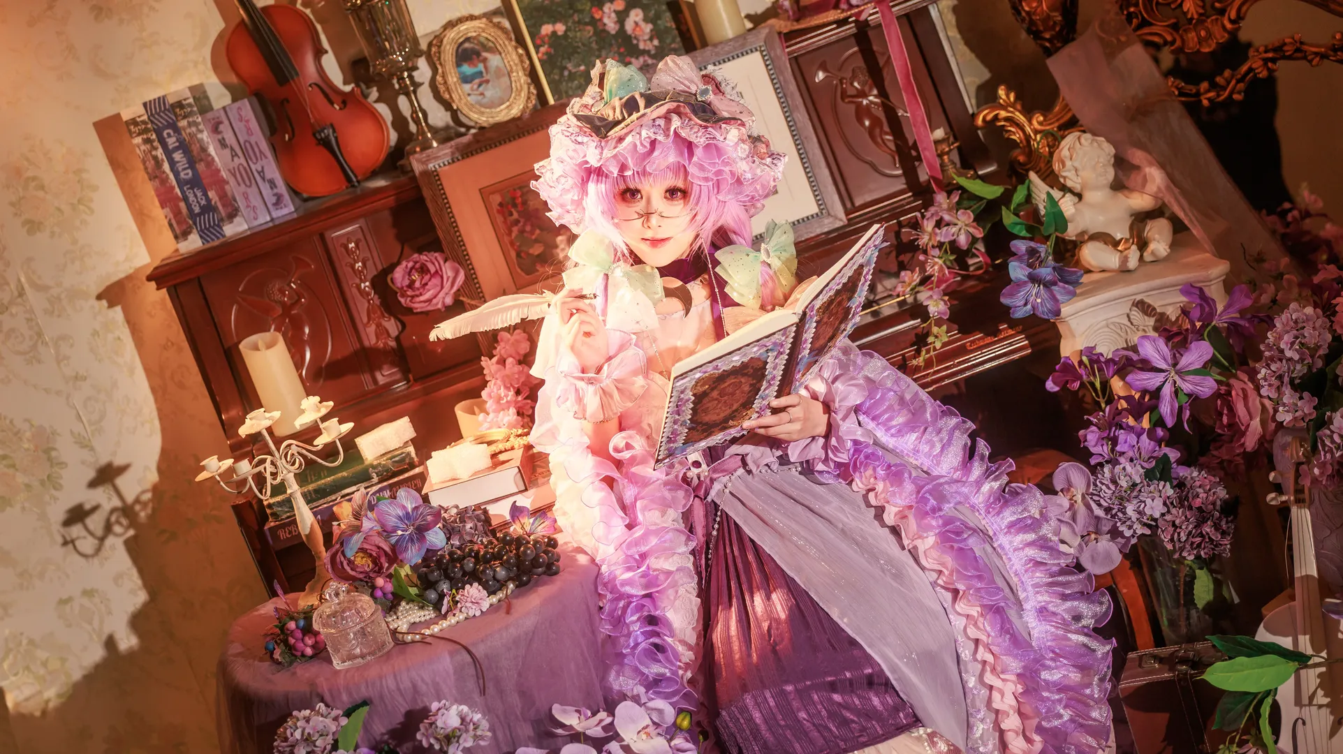 【帕秋莉cos】东方Project梦幻紫藤花下的静谧时光 - 第 6 张
