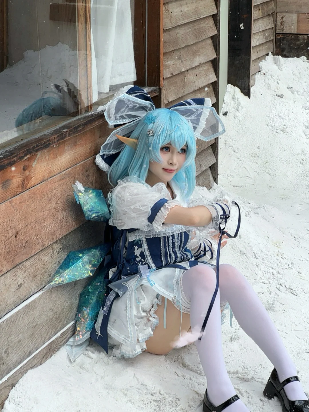 【琪露诺cos】东方project，冬日雪景里的蓝白妖精 - 第 2 张