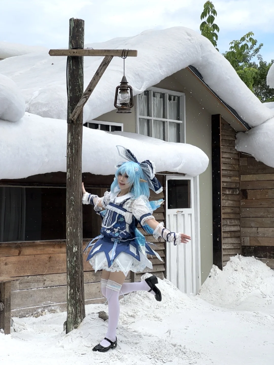 【琪露诺cos】东方project，冬日雪景里的蓝白妖精 - 第 3 张