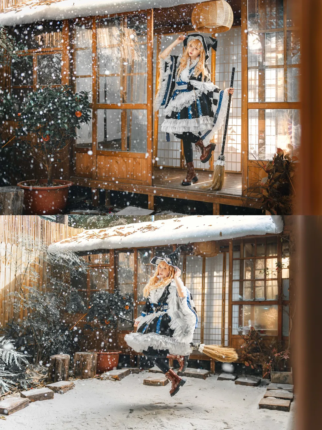 【雾雨魔理沙cos】冬日庭院里的扫雪魔法使 - 第 1 张