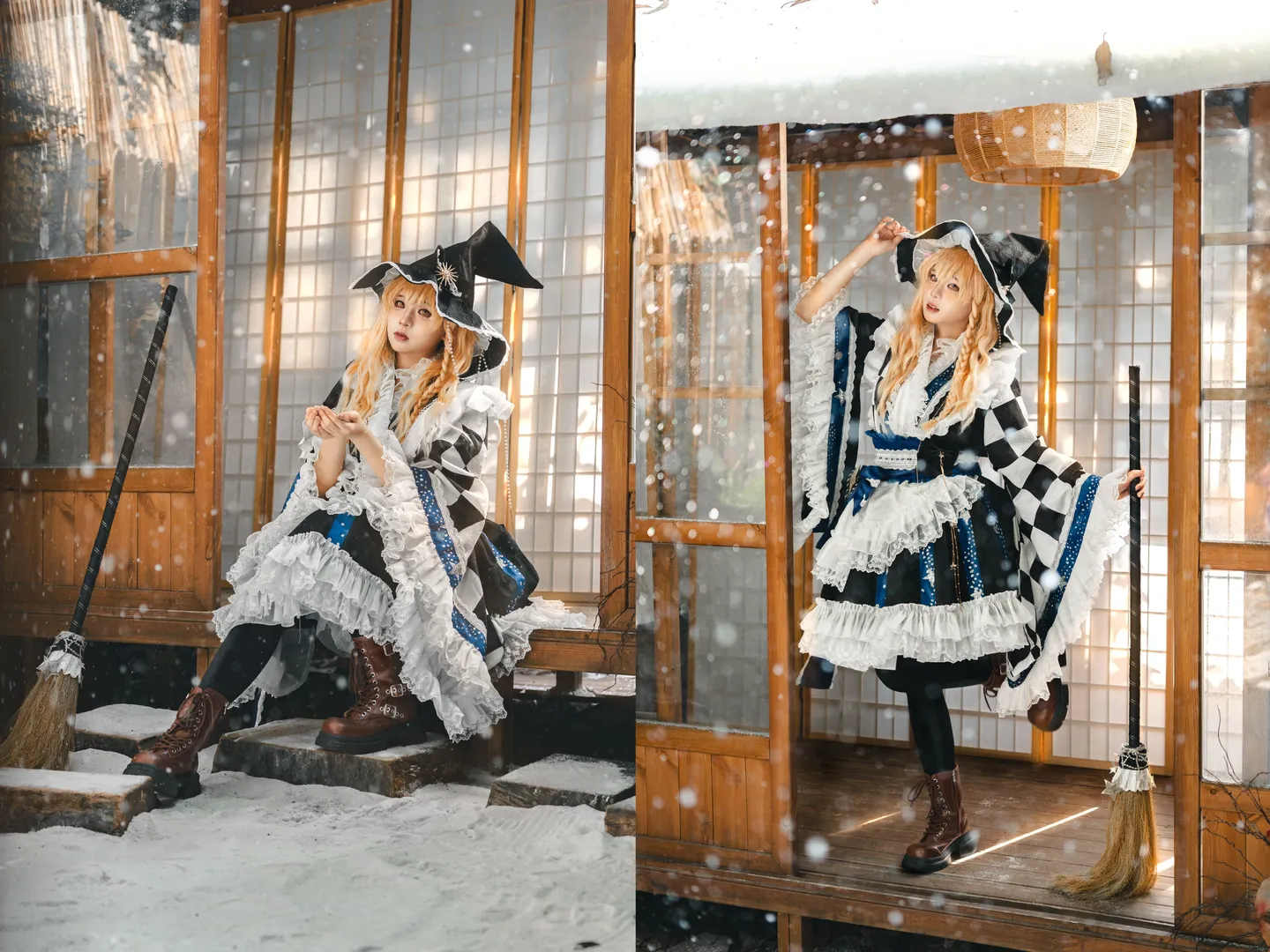 【雾雨魔理沙cos】冬日庭院里的扫雪魔法使 - 第 3 张