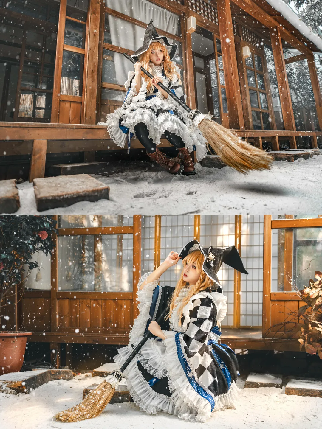 【雾雨魔理沙cos】冬日庭院里的扫雪魔法使 - 第 4 张