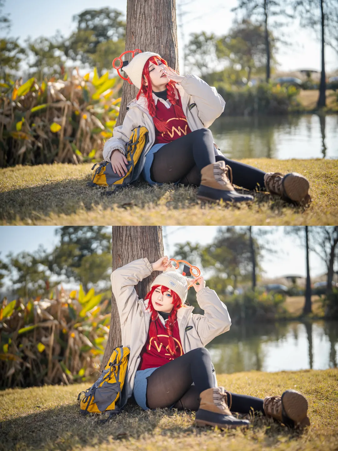 【Konuri Maki cosplay】Blue Archive Outdoor Camping: Cozy Moments on an Early Spring Grassy Slope - Image 1