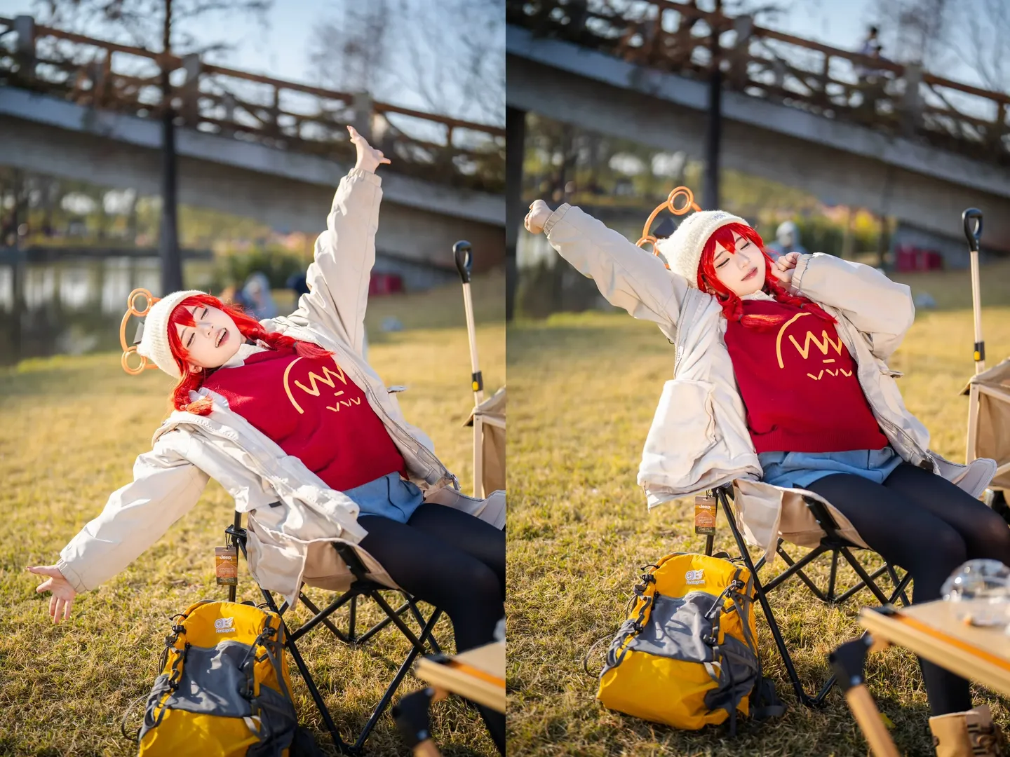 【Konuri Maki cosplay】Blue Archive Outdoor Camping: Cozy Moments on an Early Spring Grassy Slope - Image 2