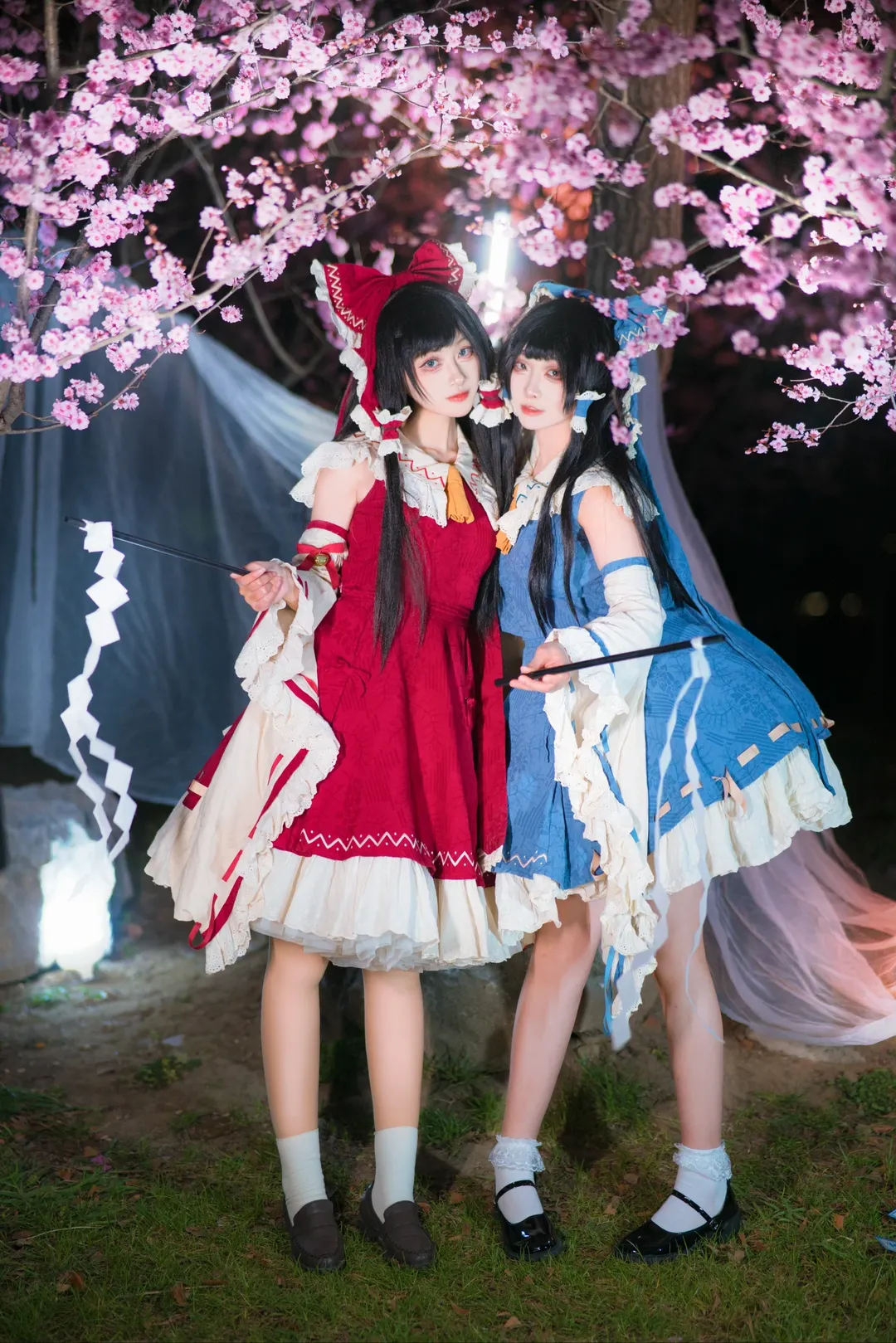 【博丽灵梦青灵梦cos】东方project夜樱双子约拍 - 第 1 张