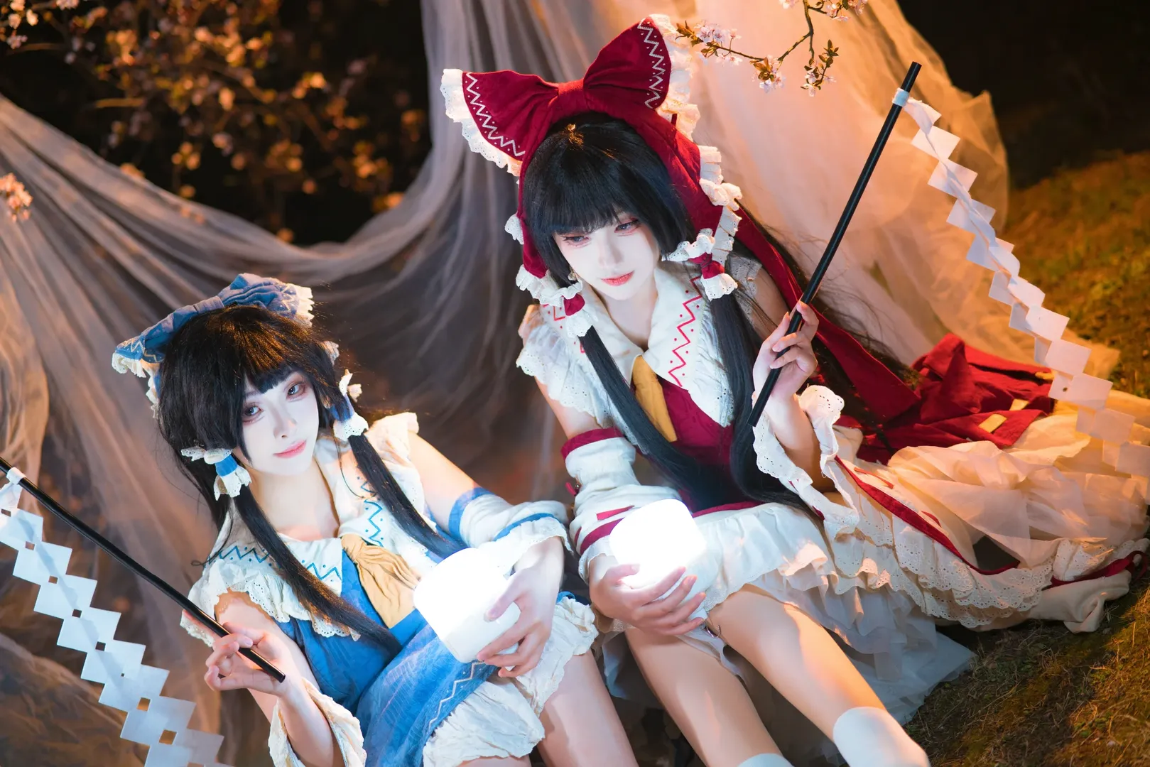 【博丽灵梦青灵梦cos】东方project夜樱双子约拍 - 第 2 张