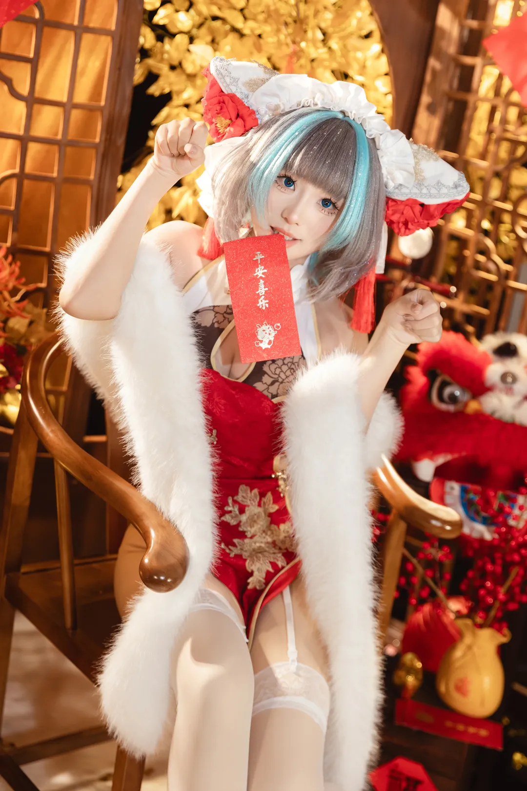 【柴郡cos】碧蓝航线里的新年国风造型，带着元宝琵琶来拜年啦 - 第 2 张