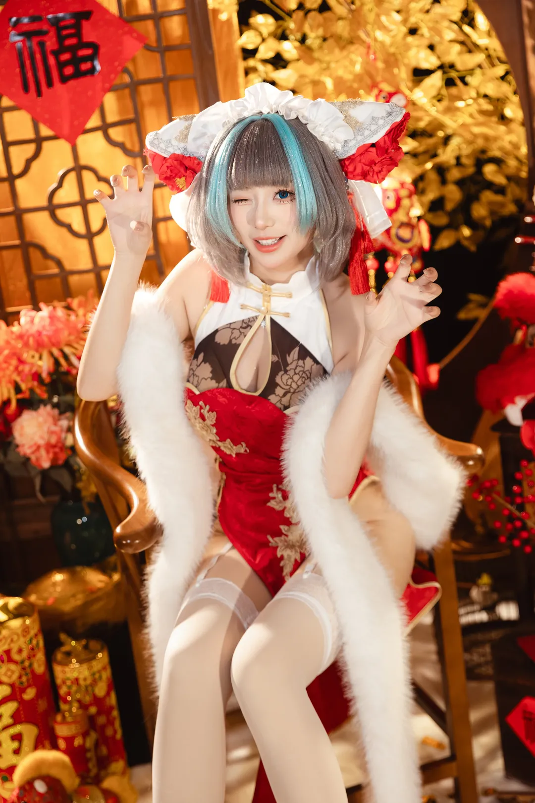 【柴郡cos】碧蓝航线里的新年国风造型，带着元宝琵琶来拜年啦 - 第 3 张