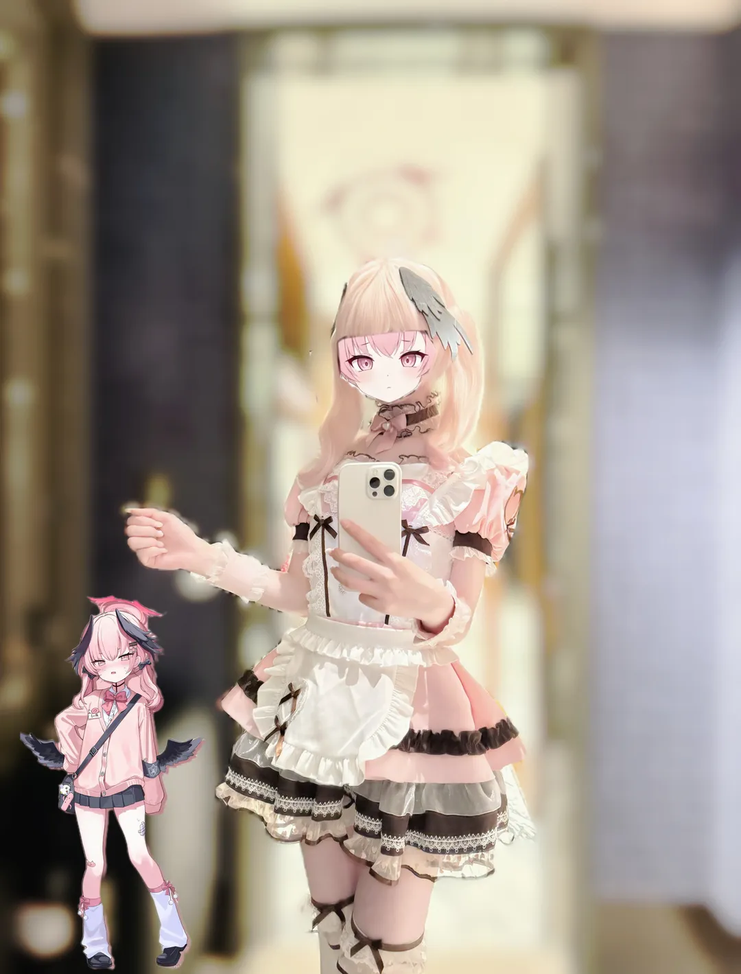 【蔚蓝档案】下江小春私设，粉白配色女仆装拍摄分享 - 第 1 张