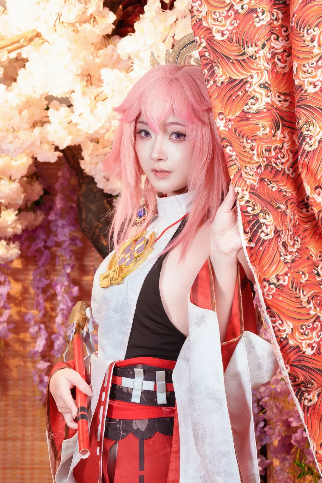 【八重神子cos】粉发狐耳的日系巫女造型 - 第 3 张