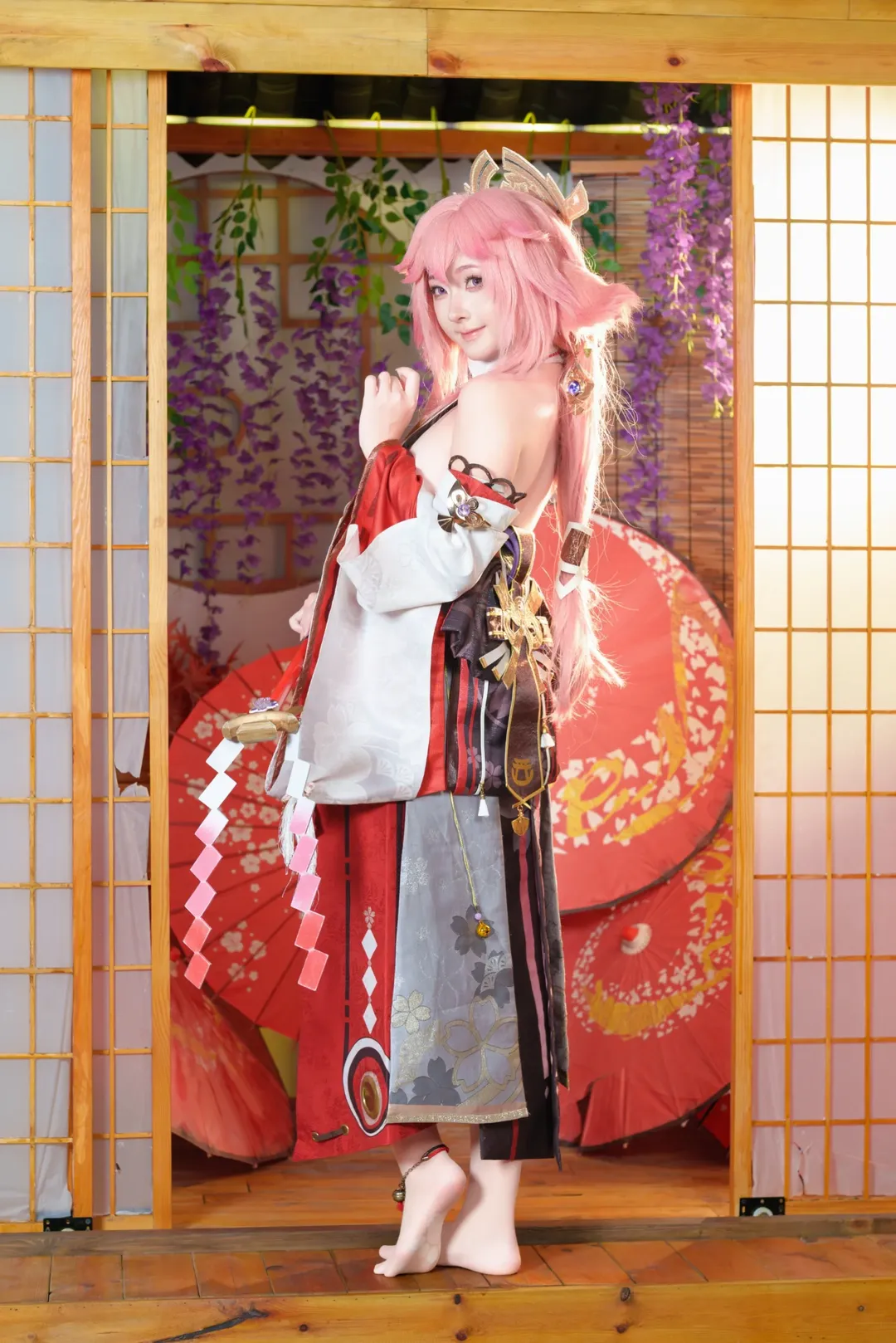 【八重神子cos】粉发狐耳的日系巫女造型 - 第 4 张