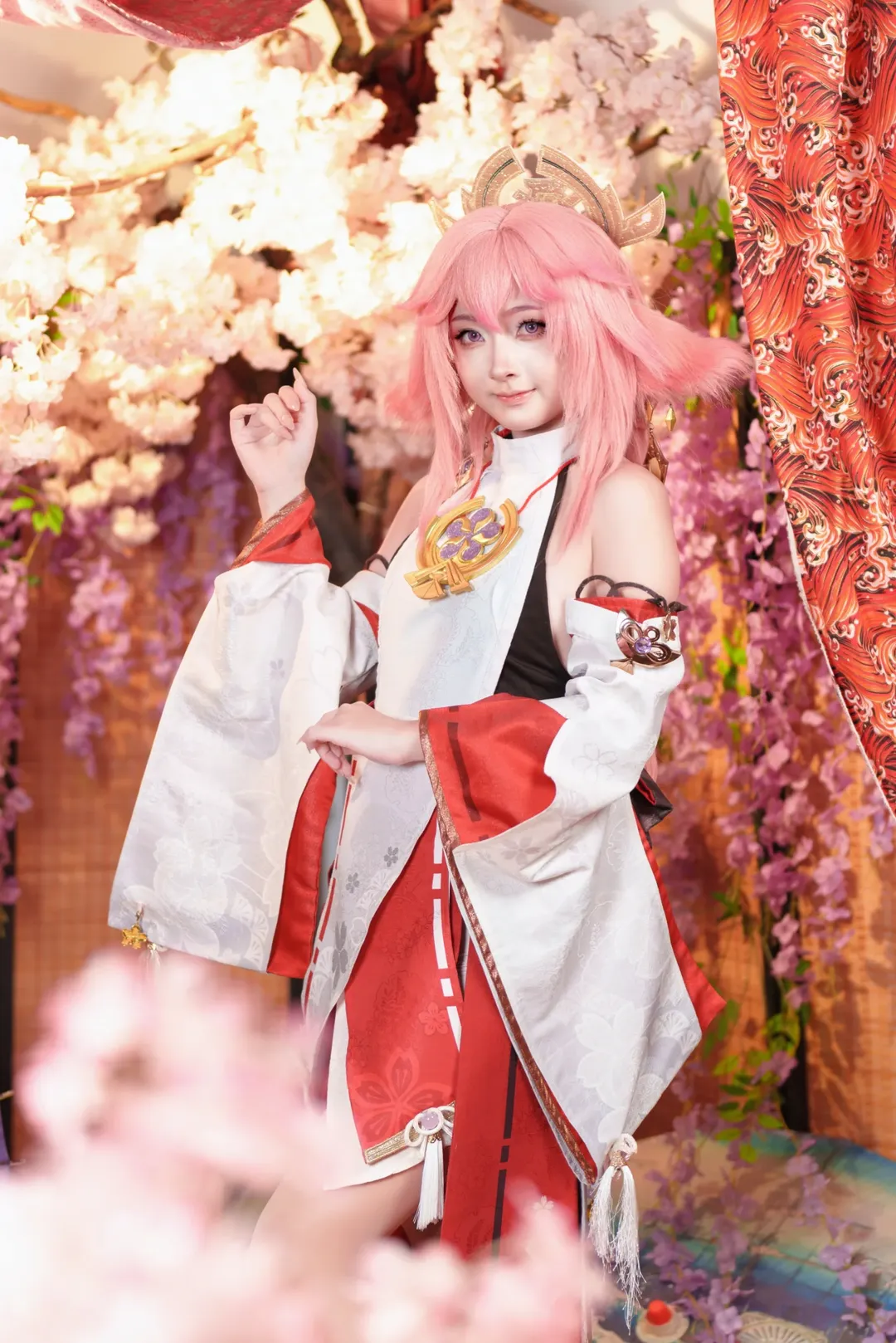 【八重神子cos】粉发狐耳的日系巫女造型 - 第 6 张