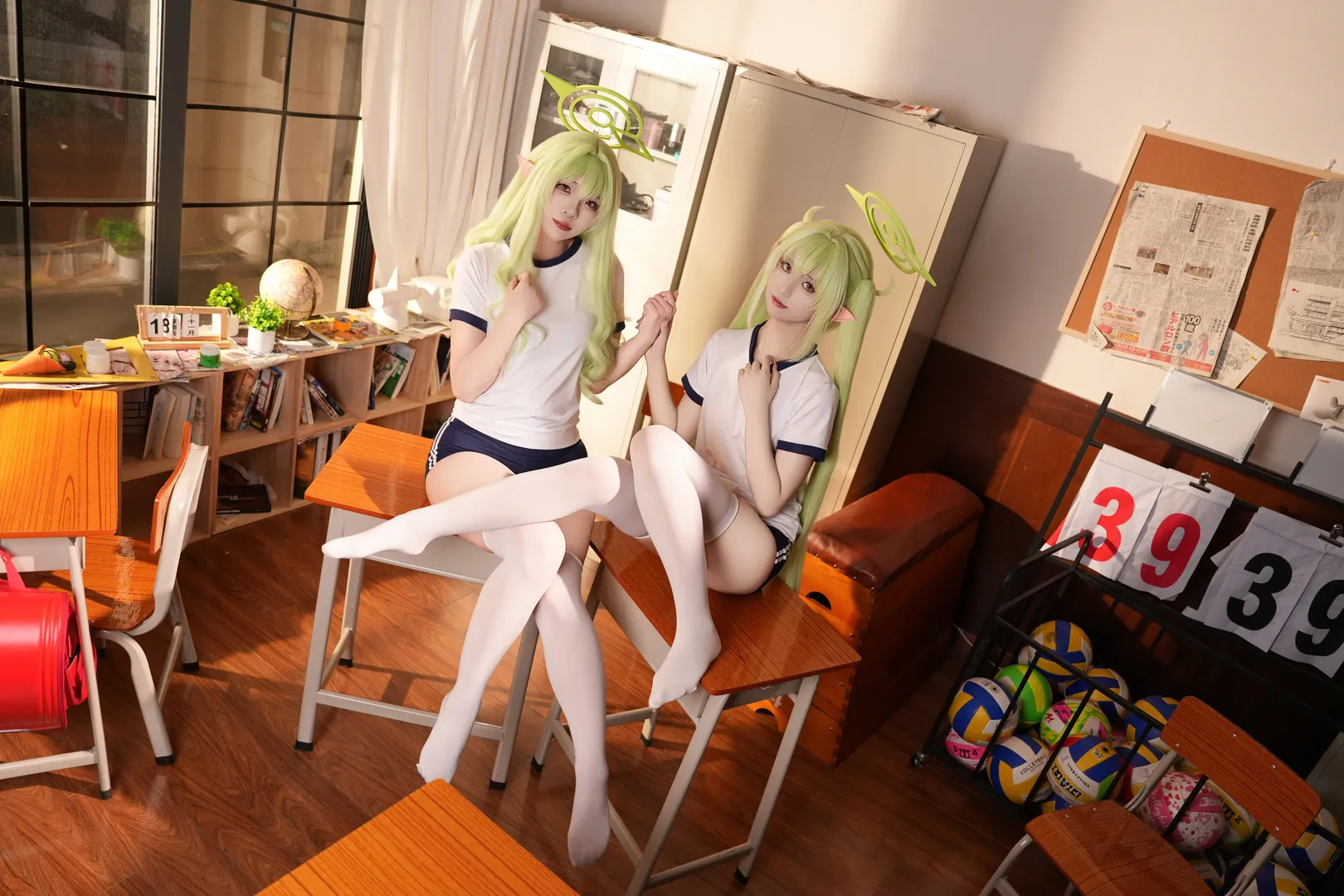 【橘光橘望cos】铁道双子的蔚蓝档案体操服日常 - 第 3 张
