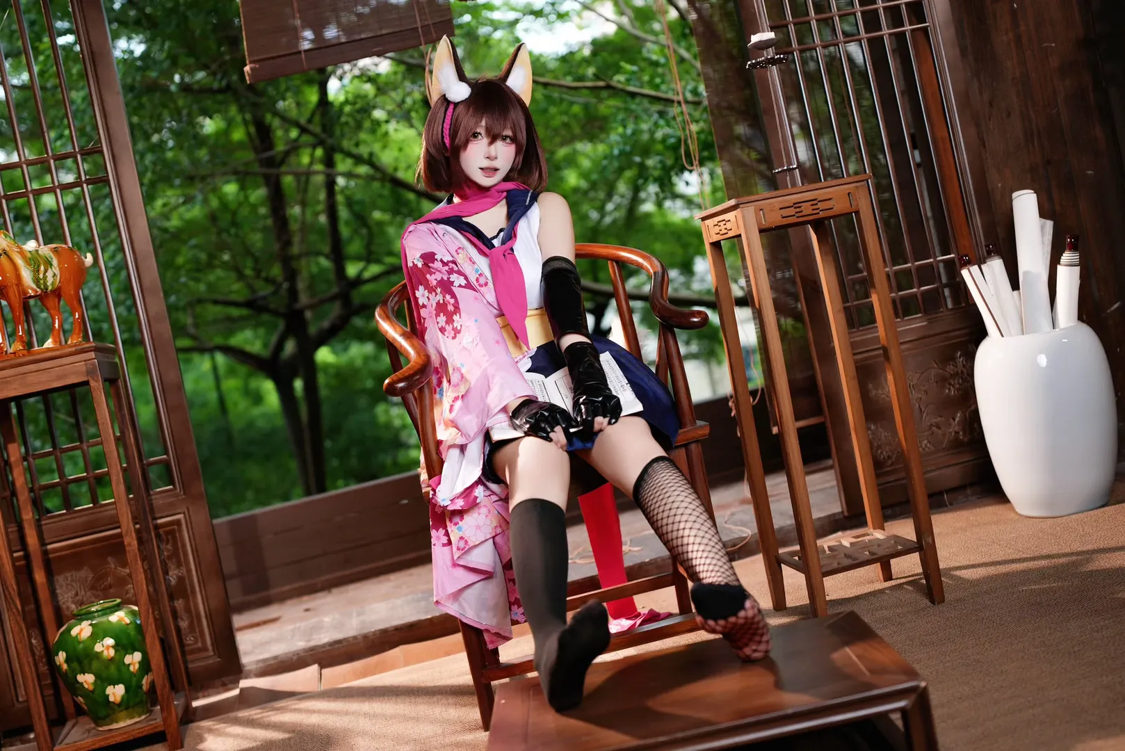 【久田泉奈cos】蔚蓝档案的忍者日常，水手服与和风元素碰撞