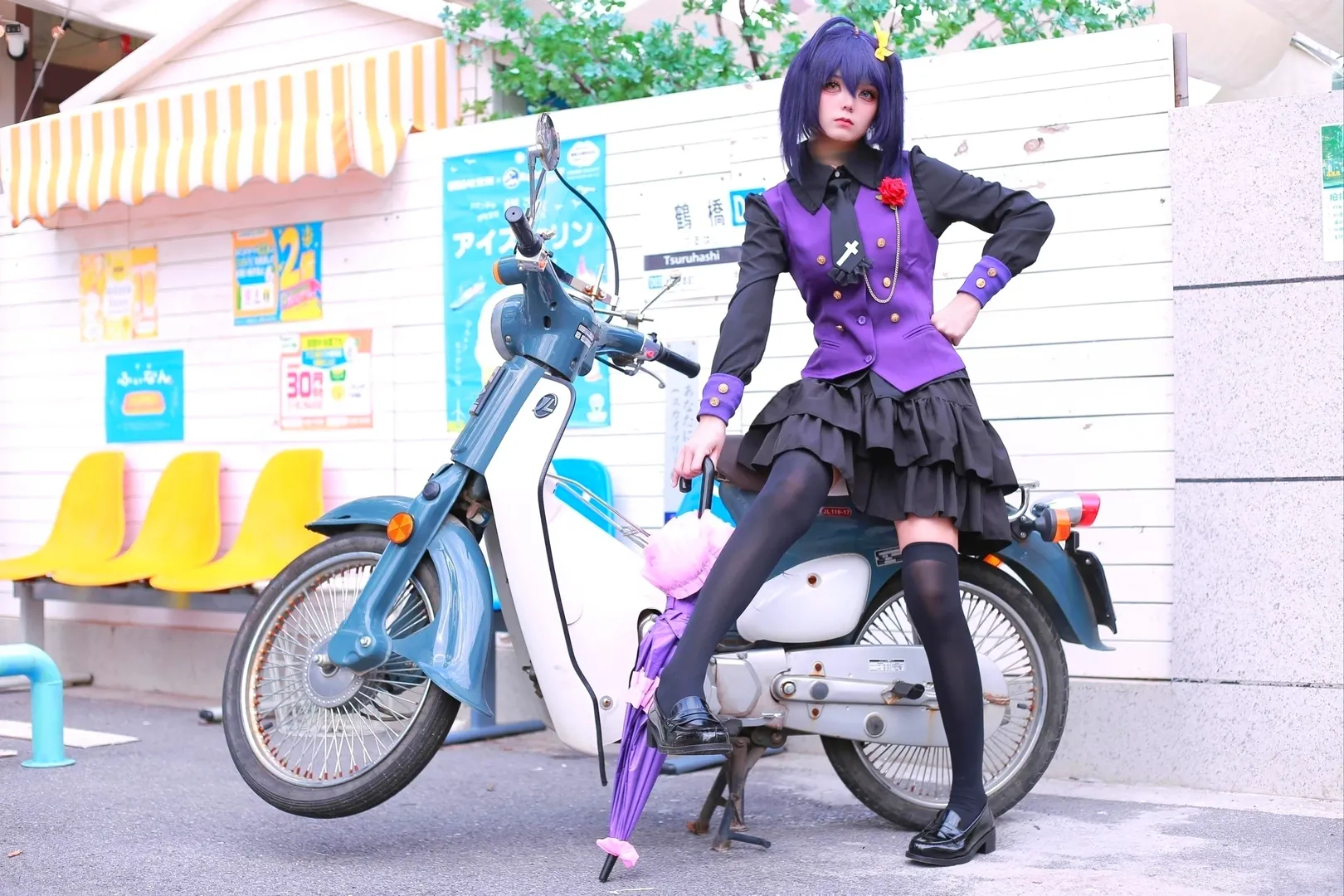 【小鸟游六花cos】中二病也要谈恋爱的黑丝机车定格