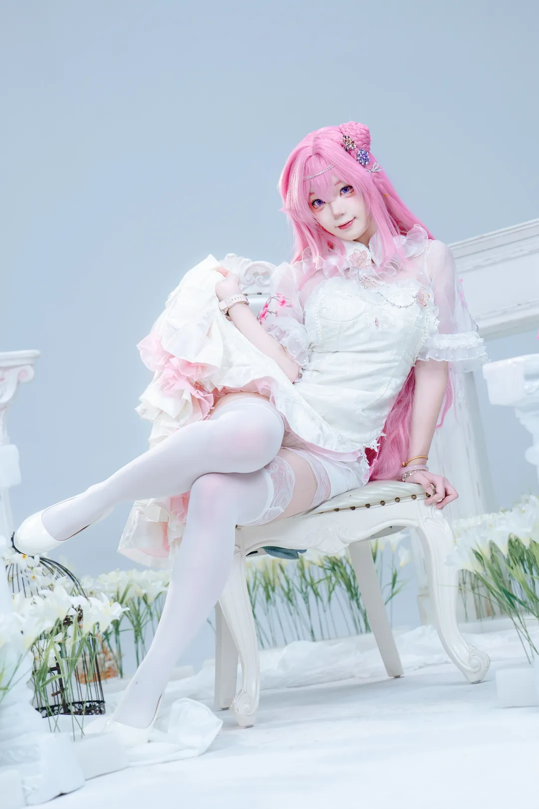 【桃乐丝cos】Nikke女神登场，白丝与旗袍的梦幻搭配
