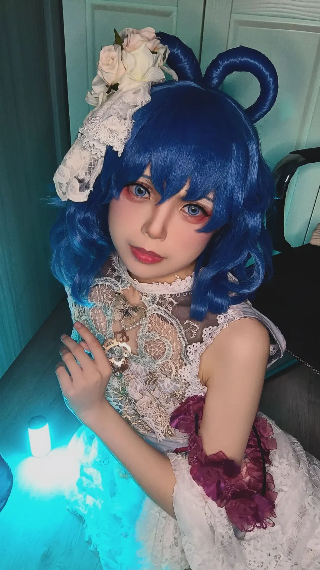 【霍青娥cos】穿墙的邪仙，东方project蓝白蕾丝造型分享 - 第 4 张