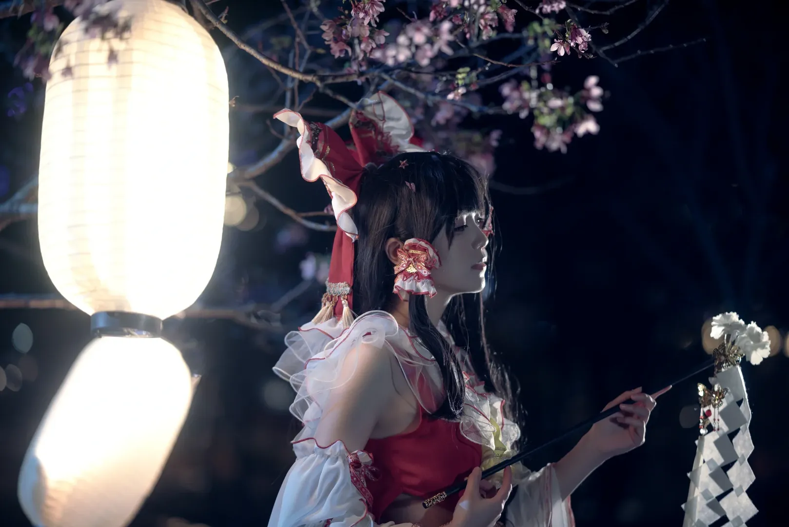 【博丽灵梦cos】东方project夜樱花下的巫女 - 第 10 张