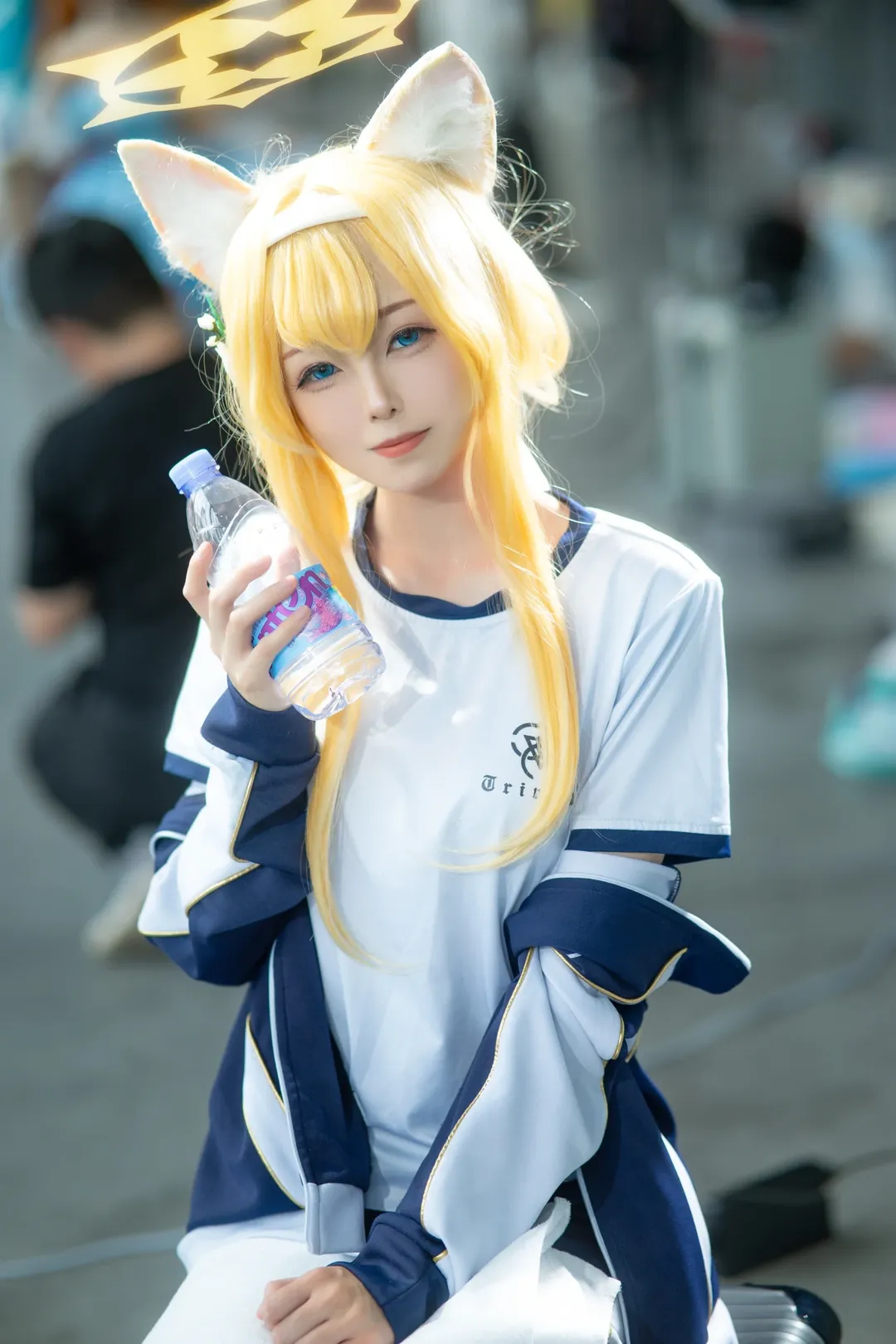 [Iochi Mari cosplay] Blue Archive Sports Meet Time — Daily Routine with White Over-the-Knee Socks and Sportswear - Image 1