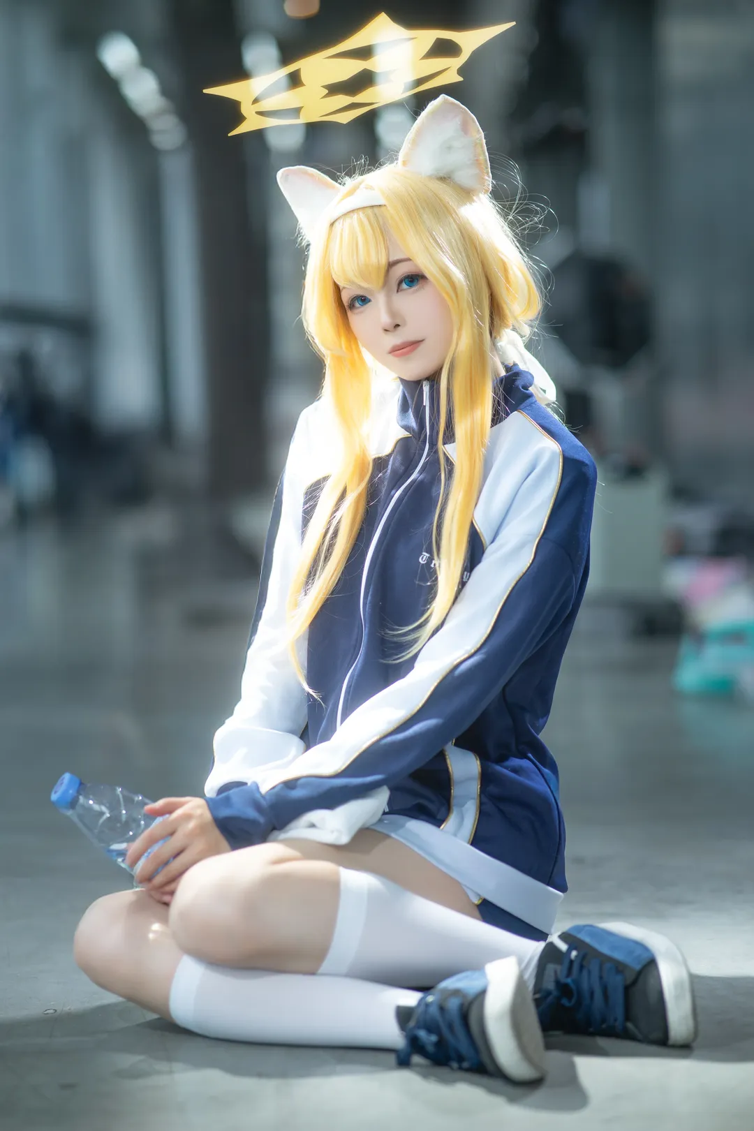 [Iochi Mari cosplay] Blue Archive Sports Meet Time — Daily Routine with White Over-the-Knee Socks and Sportswear - Image 2