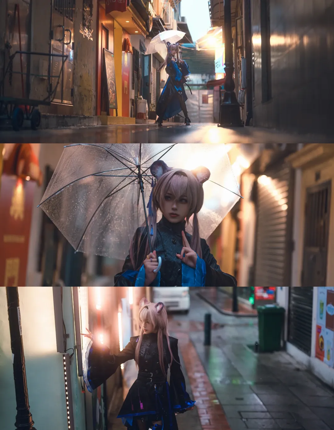 【林雨霞cos】明日方舟龍門雨夜，老街霓虹下的質感回眸 - 第 1 張