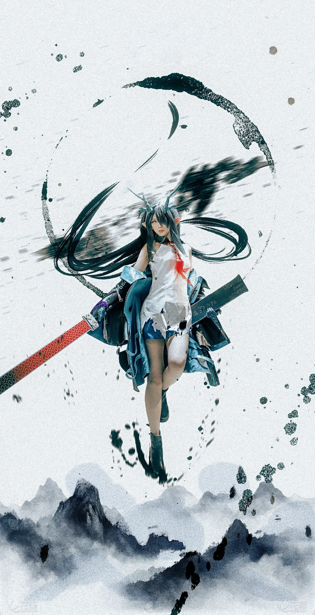 【夕cos】明日方舟，水墨长日与破碎白裙的相遇 - 第 2 张