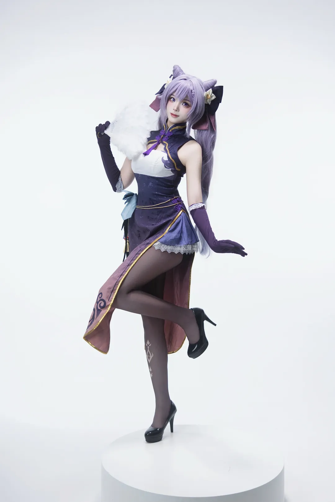 【刻晴cos】原神刻晴的棚拍黑丝造型与防盗记录 - 第 5 张