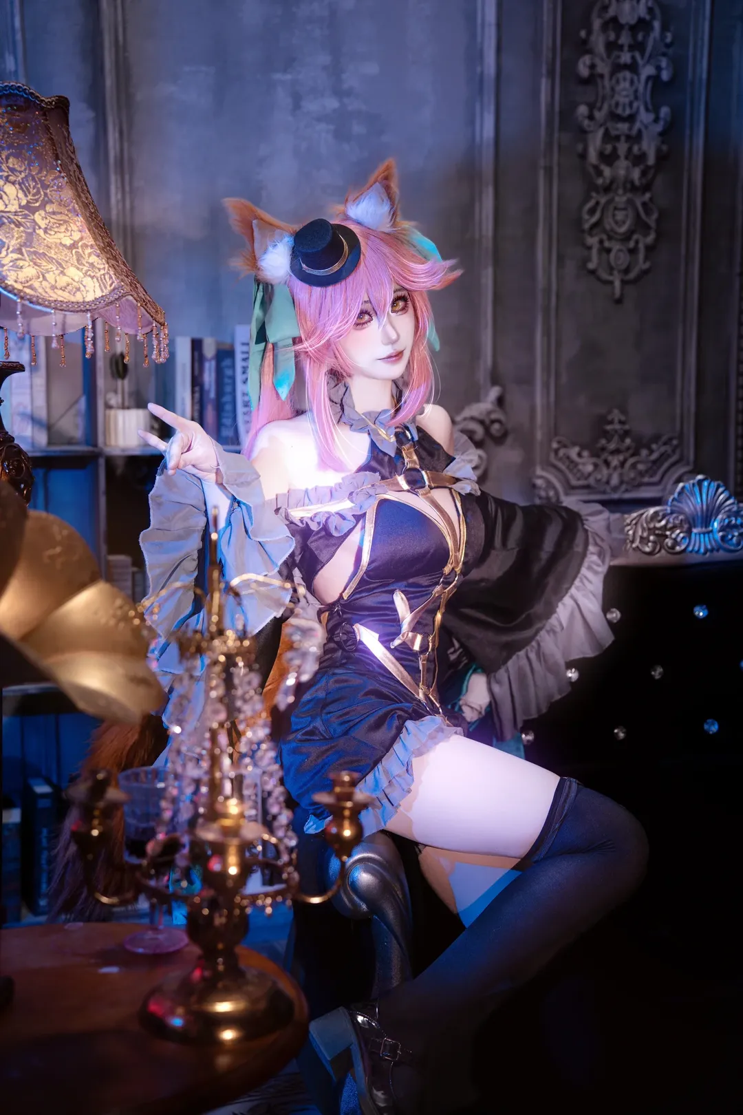 【玉藻前cos】Fate/Grand Order漆黑魔術師的復古暗夜風拍攝