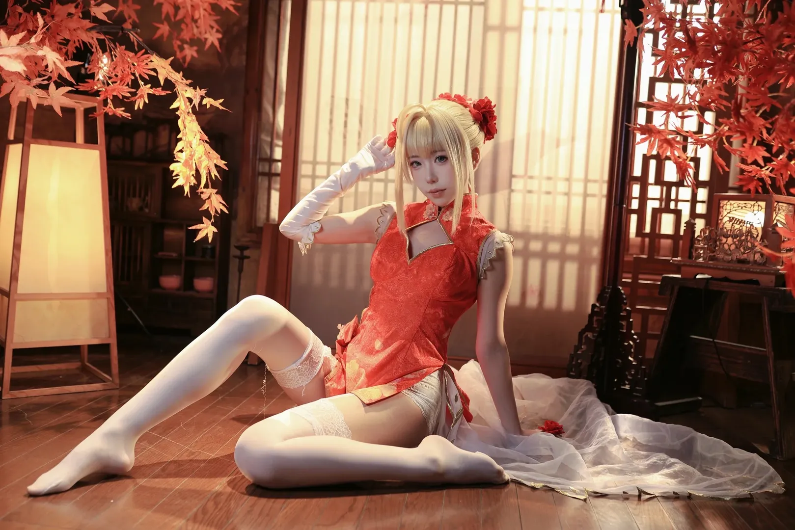 【尼禄cos】Fate/Grand Order红莲旗袍与白纱视觉碰撞 - 第 3 张