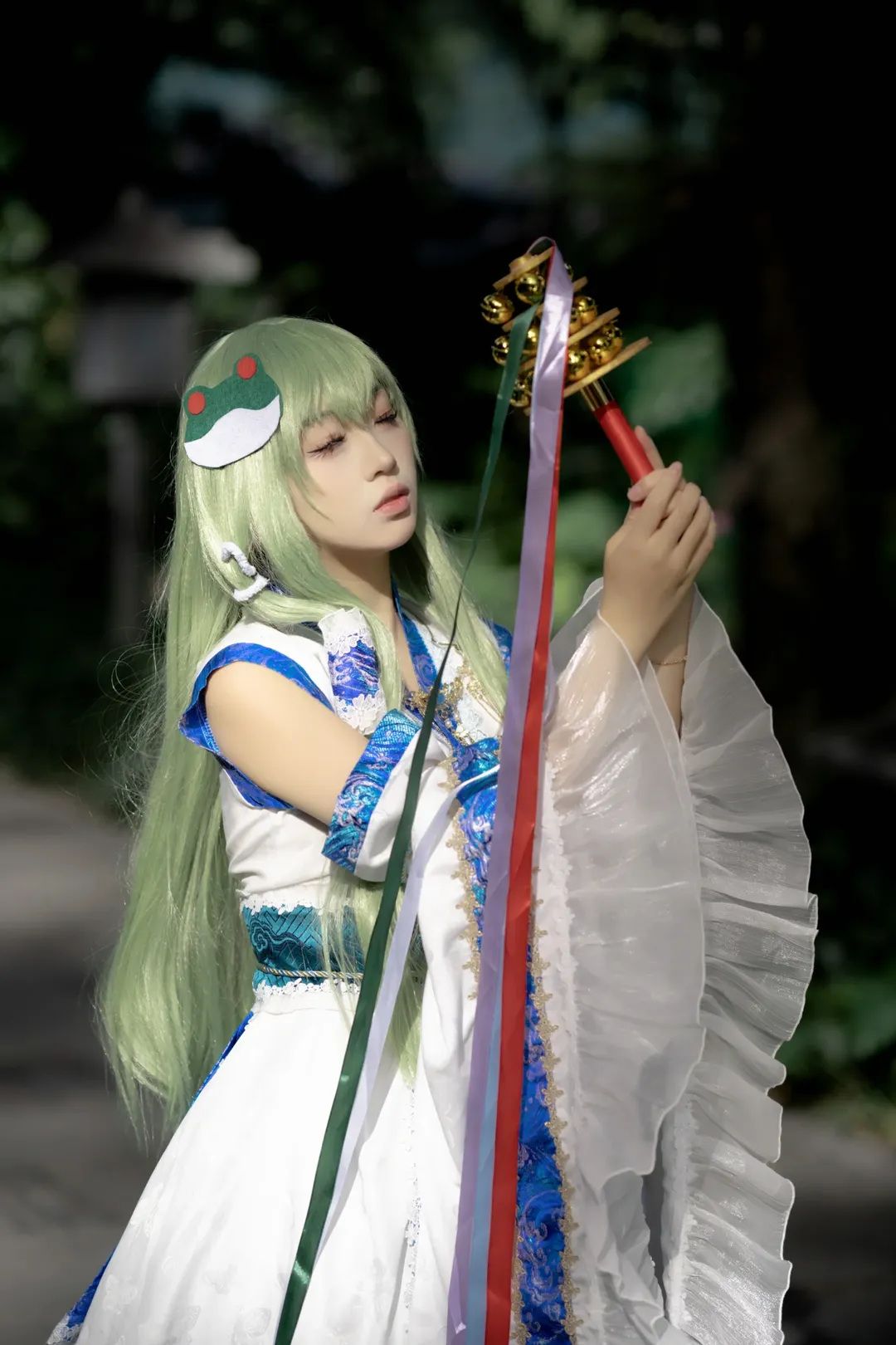【东风谷早苗cos】兰圃园林里的东方project户外拍摄记录 - 第 9 张