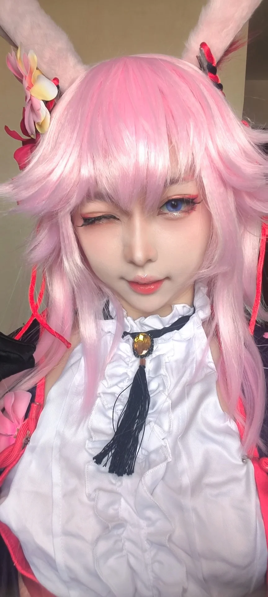 【八重桜コスプレ】『崩壊 3rd』桜の季節の二次元自撮り - 1 枚目