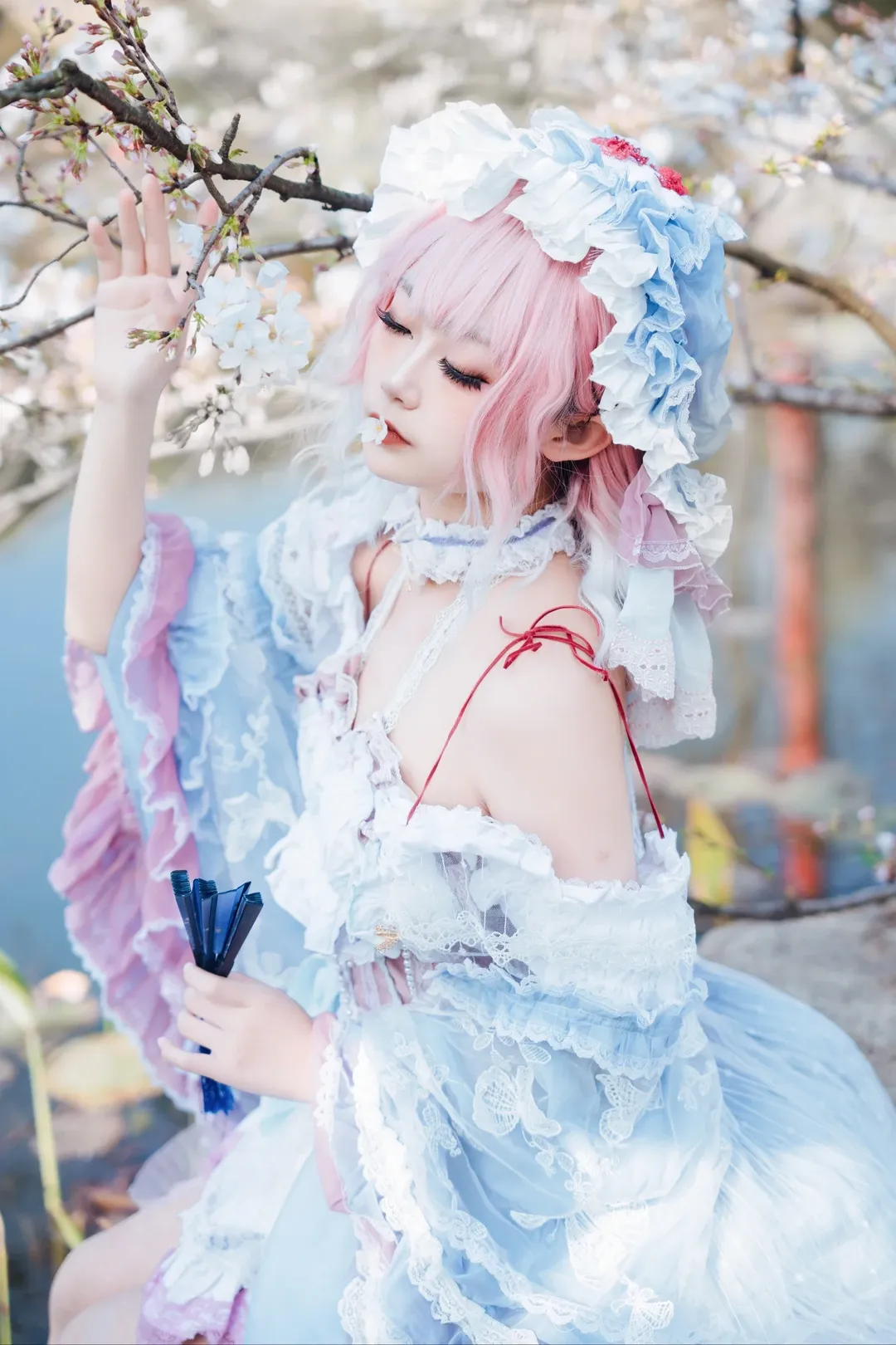 【西行寺幽幽子cos】樱花树下，亡灵少女的轻盈身影 - 第 1 张