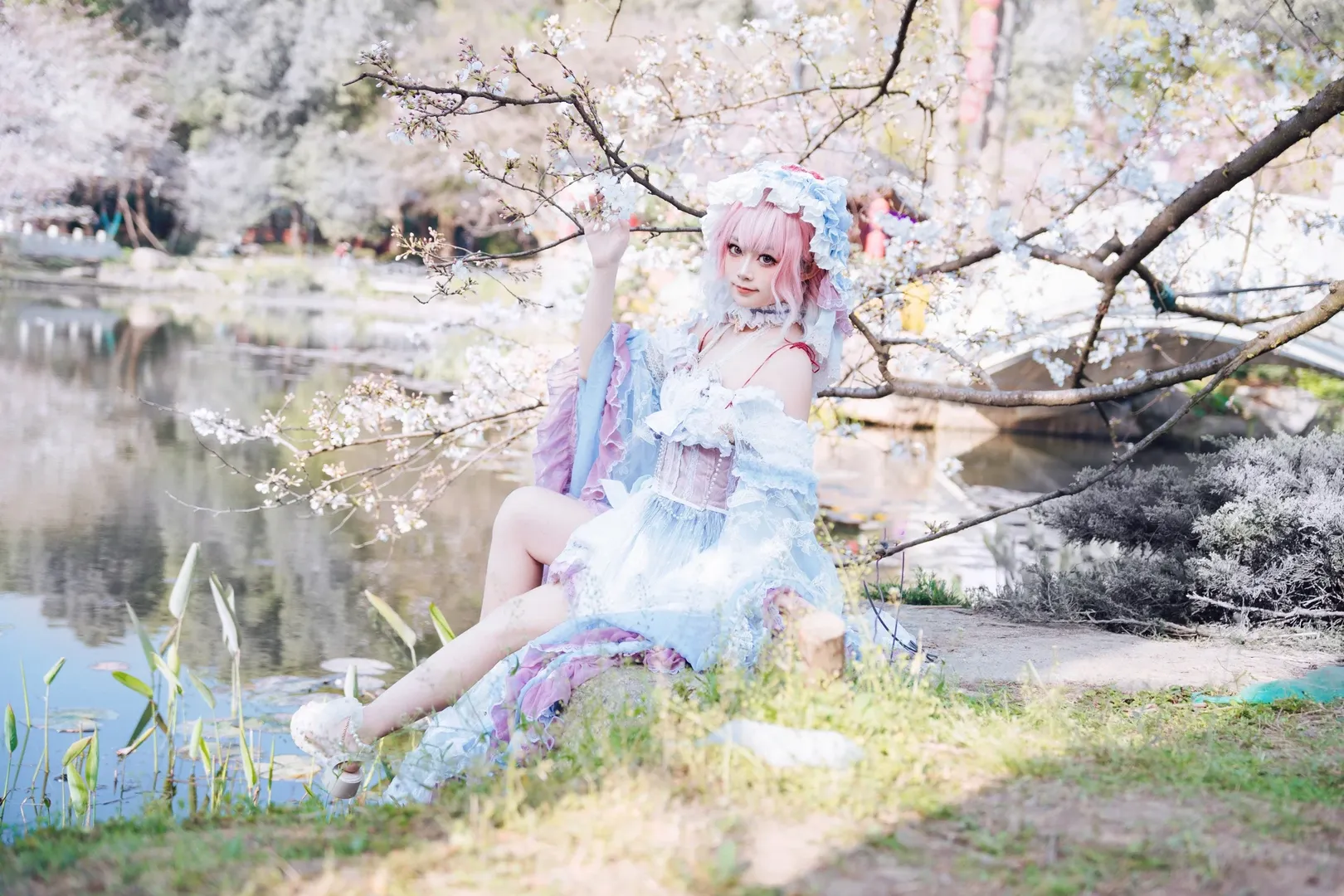 【西行寺幽幽子cos】樱花树下，亡灵少女的轻盈身影 - 第 4 张