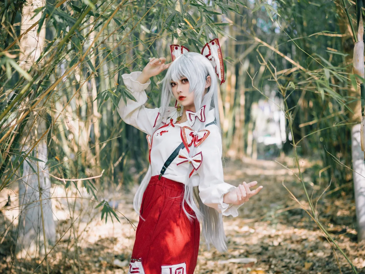 【藤原妹红cos】竹林里的不死火鸟，红白交织的生存哲学 - 第 4 张