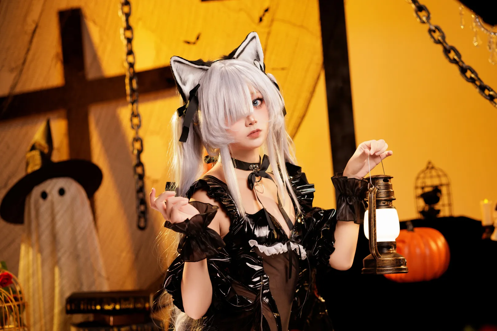 【ヤヌス コスプレ】アズールレーン ハロウィン特輯、黒エナメルと白髪が織りなすスリリングな夜 - 2 枚目