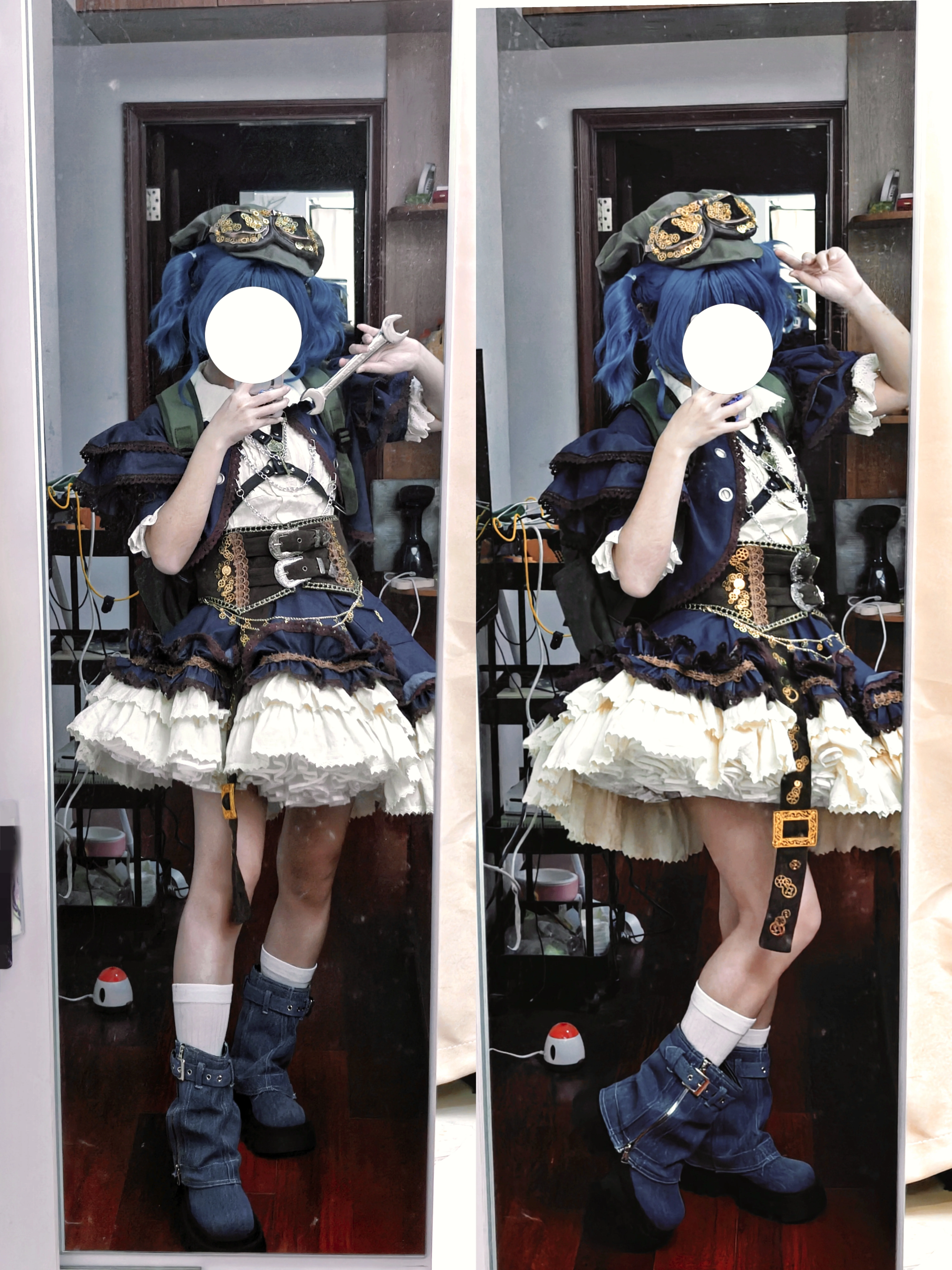 【河城荷取cos】蒸汽朋克风定制机械师服装试衣细节分享 - 第 3 张