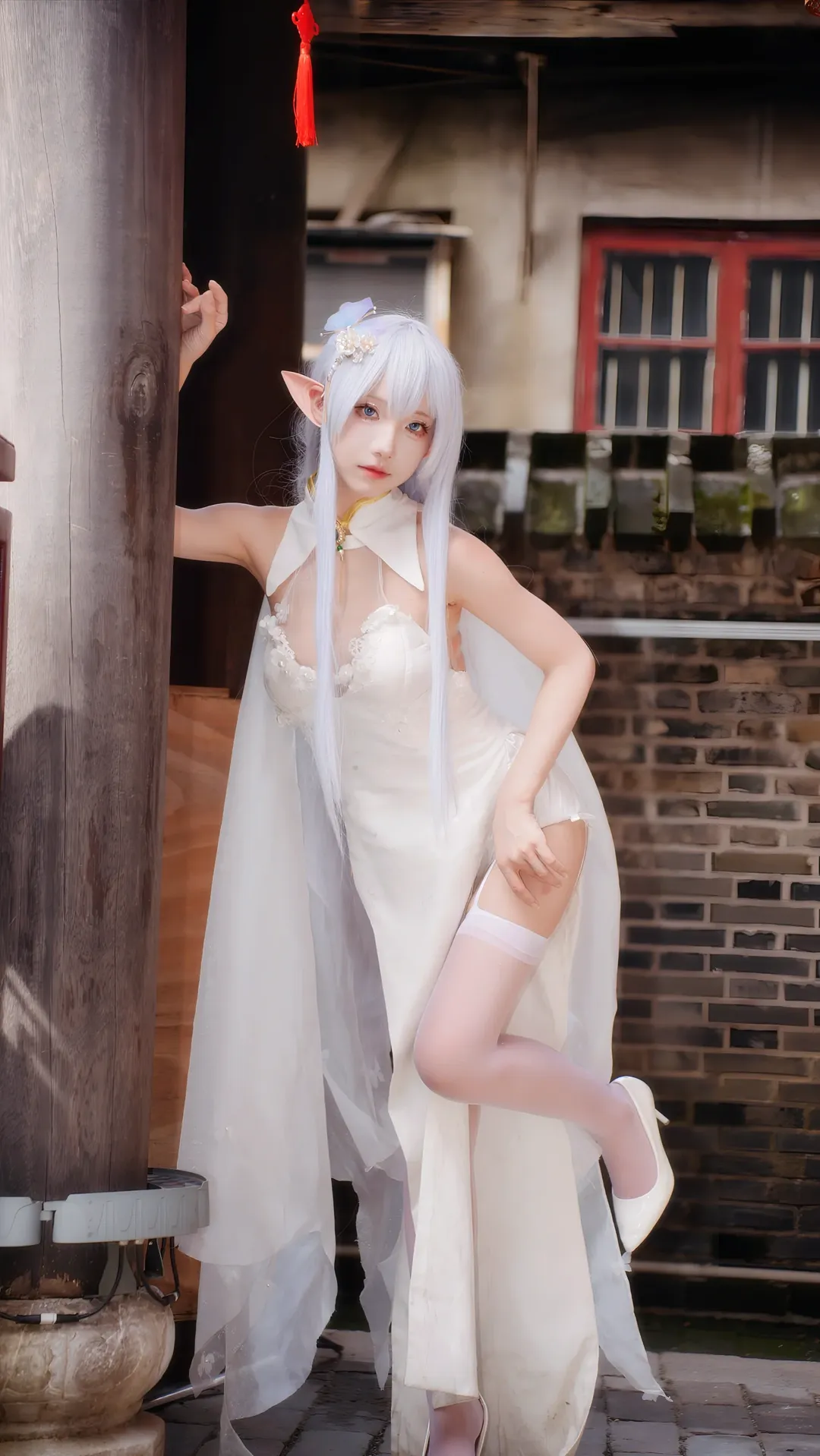 【阿尔比恩cos】中式院落里的白色精灵，碧蓝航线清凉节写真 - 第 2 张