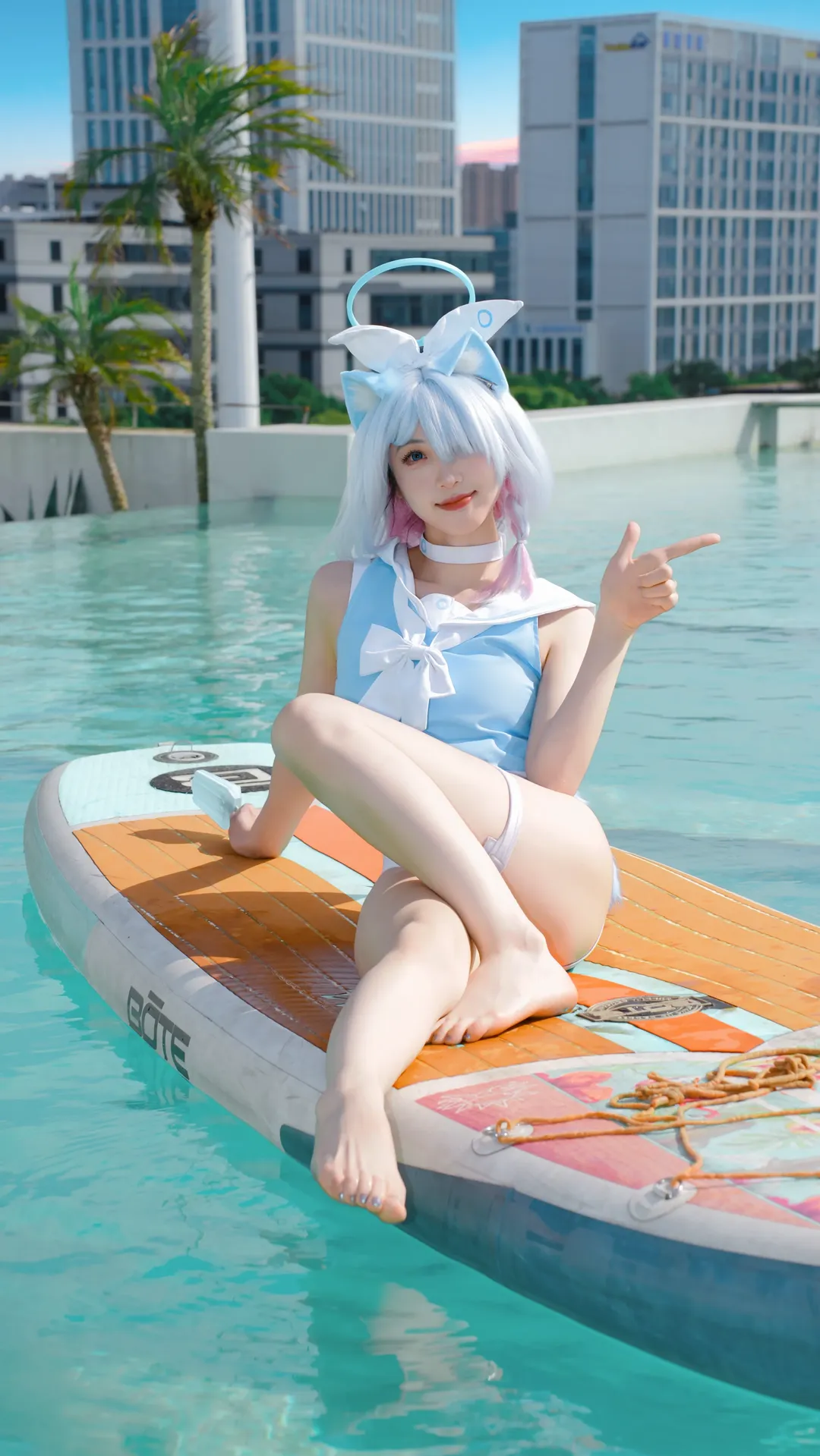【阿罗娜cos】蔚蓝档案天台泳池，夏日水上派对时光 - 第 2 张