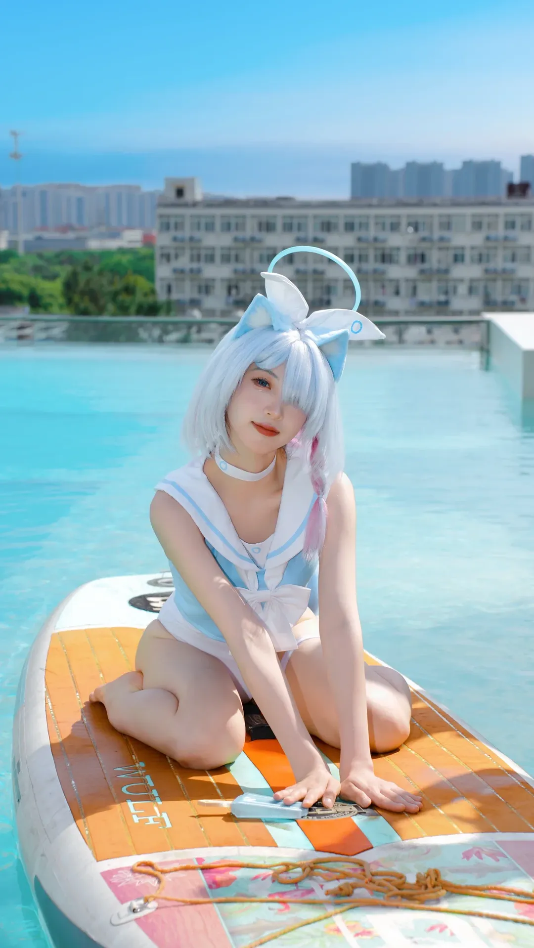 【阿罗娜cos】蔚蓝档案天台泳池，夏日水上派对时光 - 第 4 张