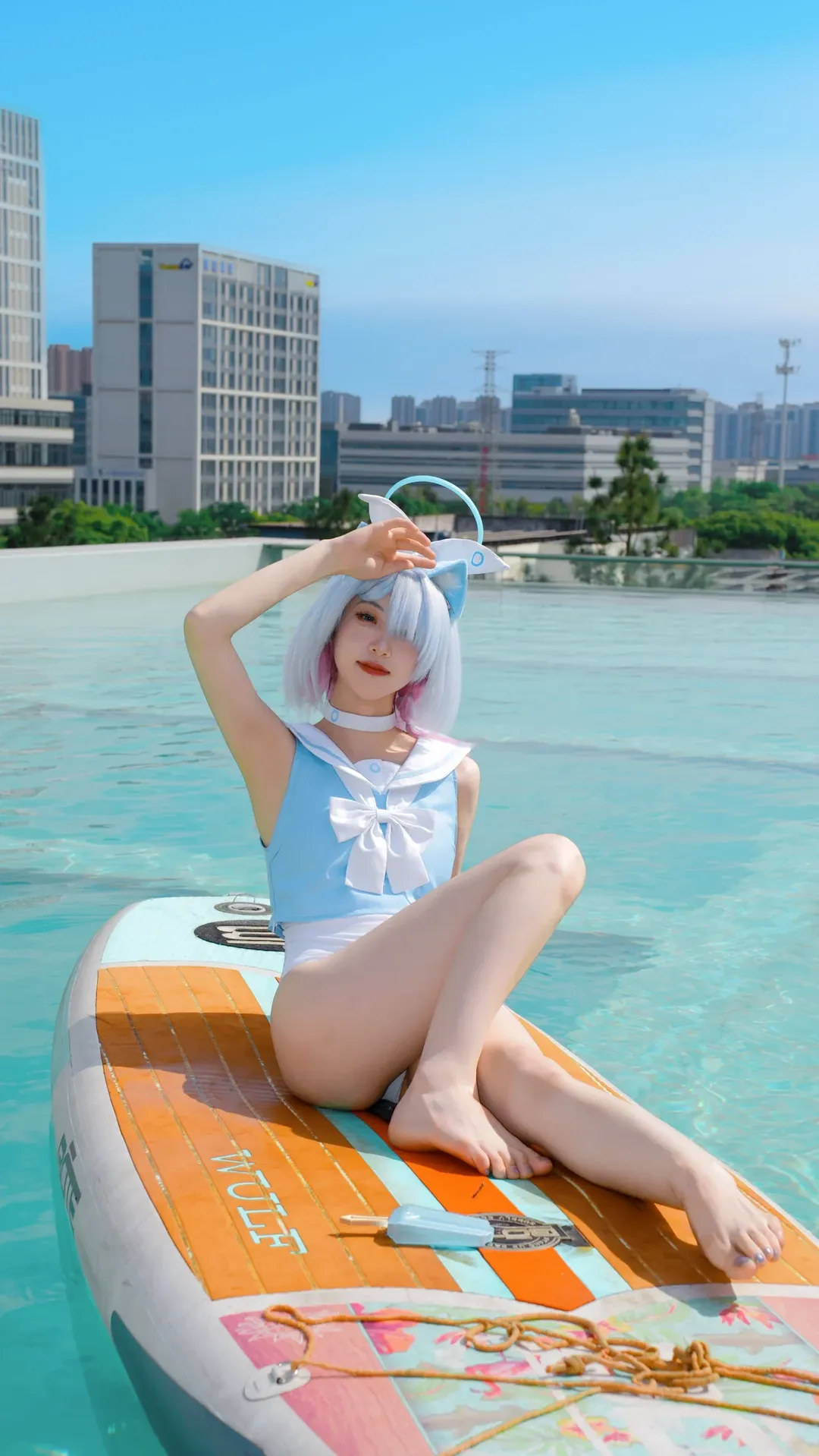 【阿罗娜cos】蔚蓝档案天台泳池，夏日水上派对时光 - 第 6 张