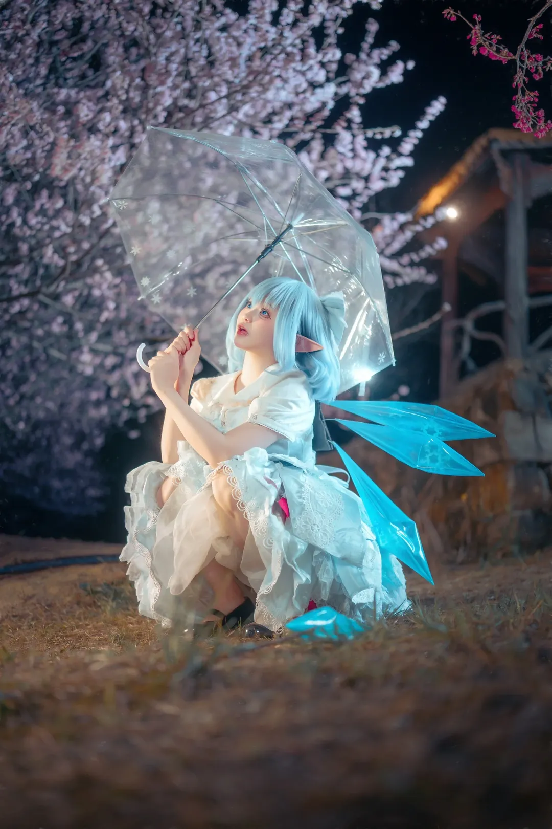 【琪露诺cos】夜樱下的冰晶妖精，二设版本的自己 - 第 3 张