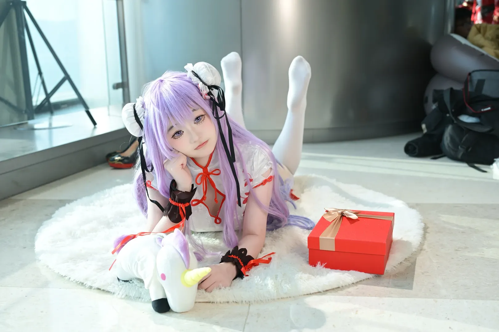 【ユニコーン コスプレ】アズールレーン ユニコーン 春の贈り物、白チャイナドレスとユニコーンの可愛い出会い - 3 枚目