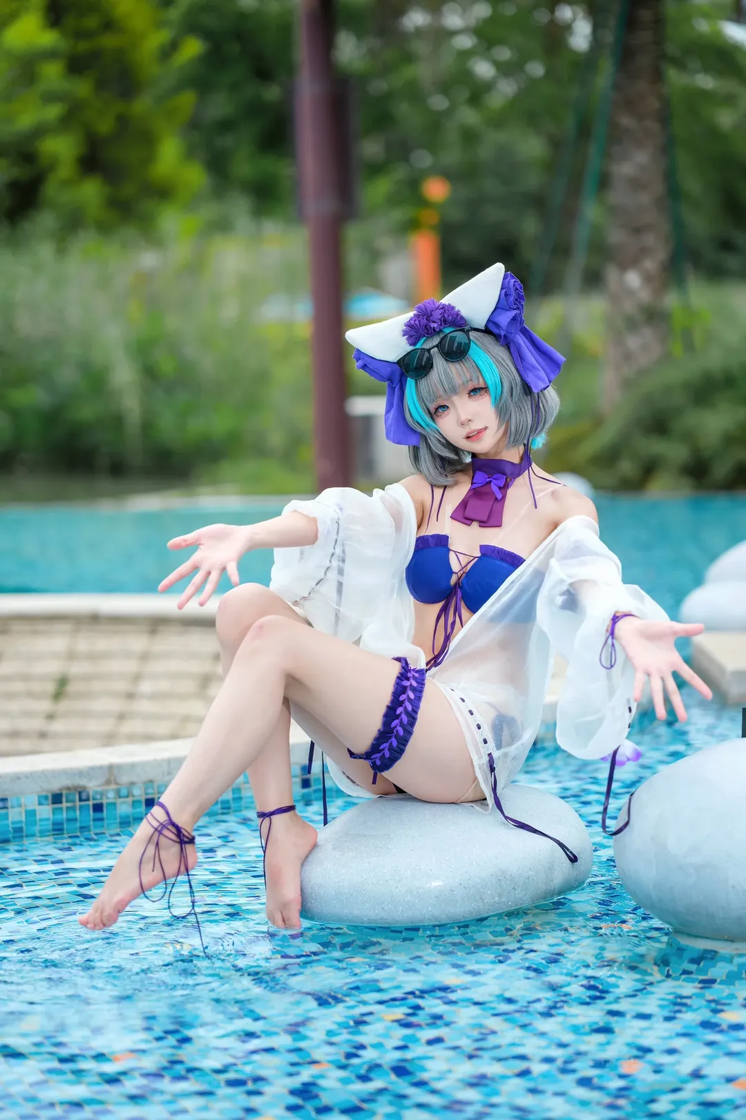 【柴郡cos】碧蓝航线泳装系列，池边的夏日轻语 - 第 1 张