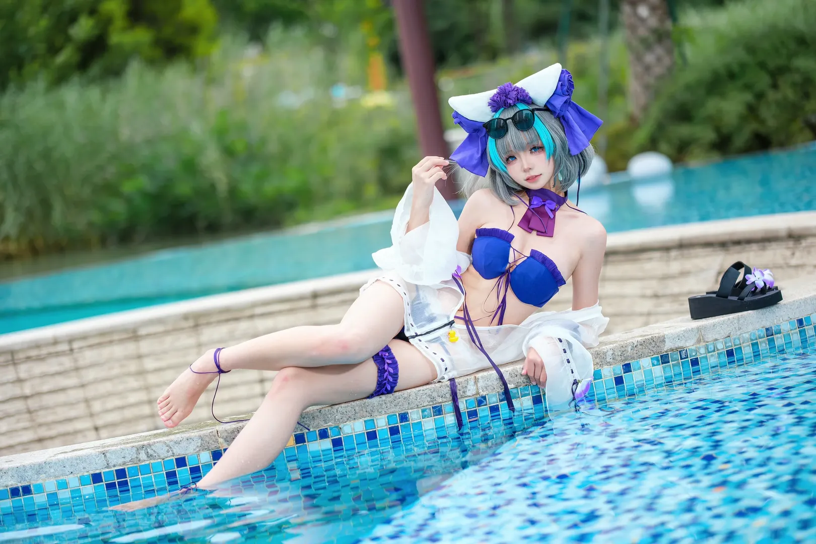 【柴郡cos】碧蓝航线泳装系列，池边的夏日轻语