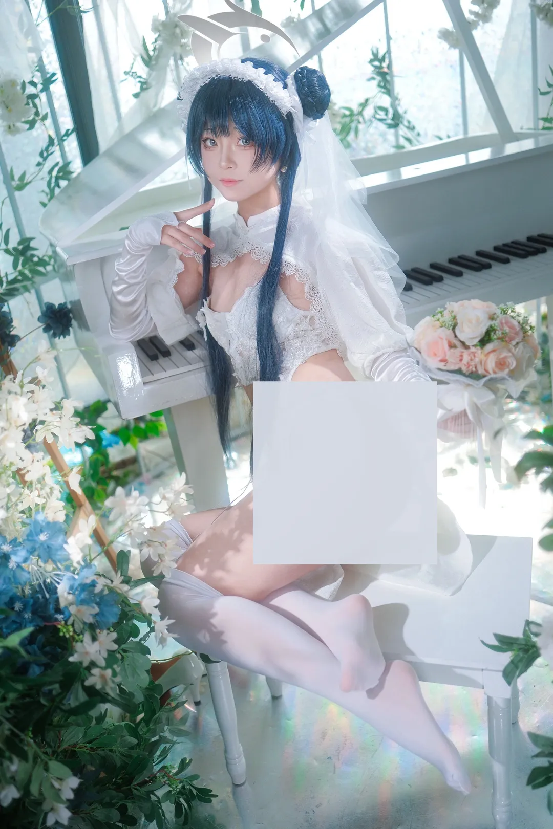 【龙华妃咲cos】蔚蓝档案，2.19生贺纯白花嫁记录