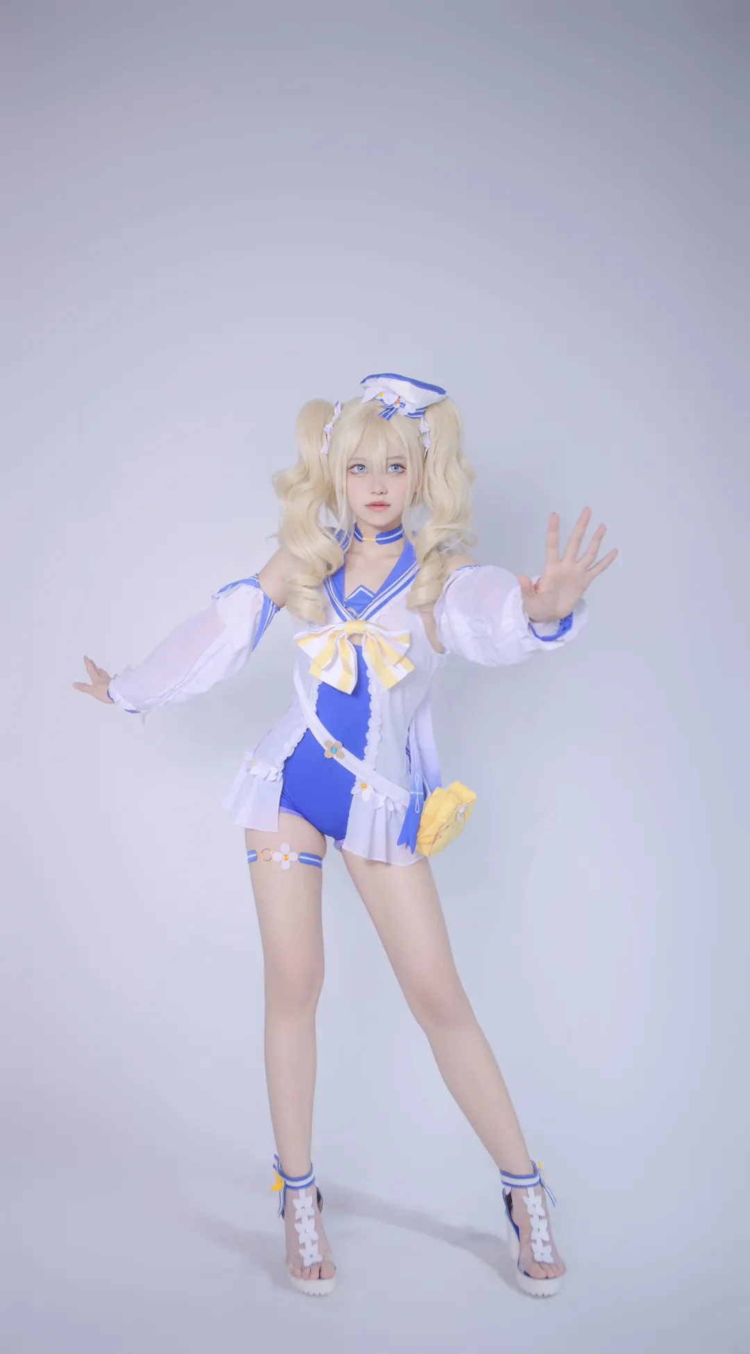 [Barbara Cosplay] Genshin Impact Swimsuit, Refreshing Sailor Suit Style Interpreting Summer Healing Vibes - Image 2