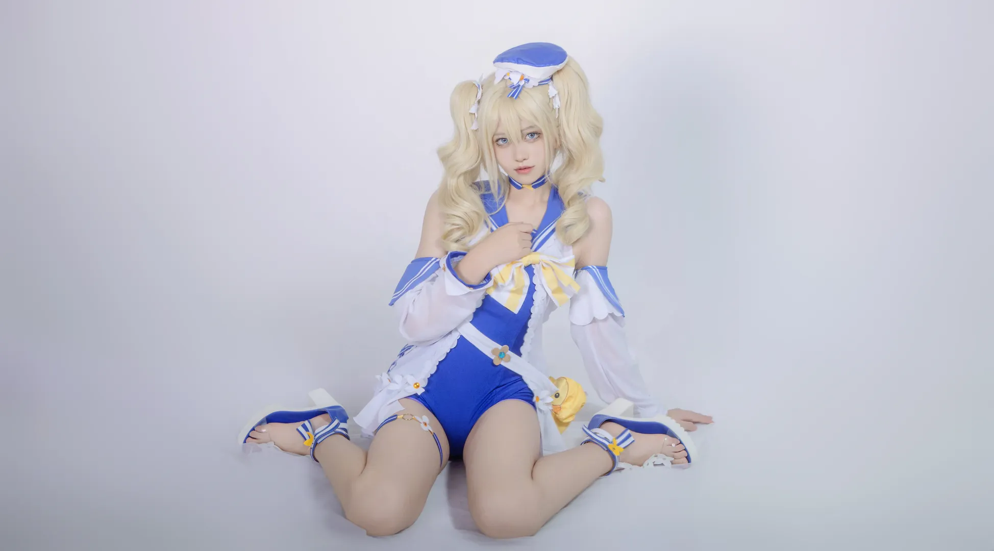 [Barbara Cosplay] Genshin Impact Swimsuit, Refreshing Sailor Suit Style Interpreting Summer Healing Vibes - Image 3